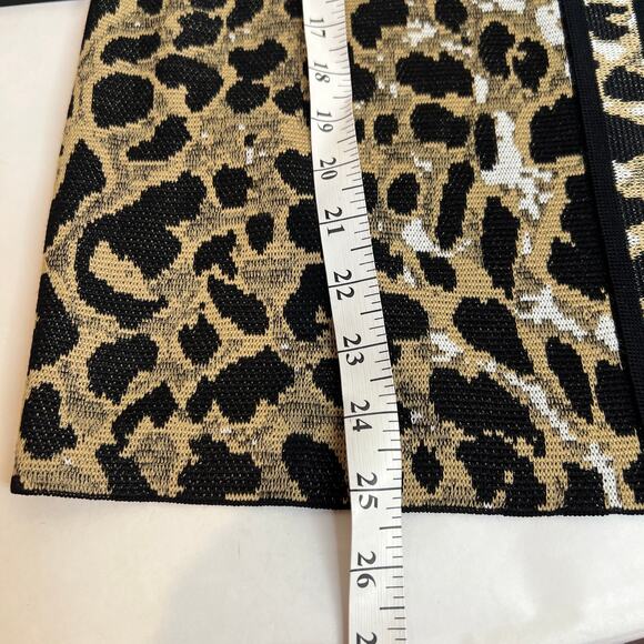 Vtg Misook Cardigan Sweater Petite Large Leopard Print Black Tan Shoulder Pads - Picture 8 of 9